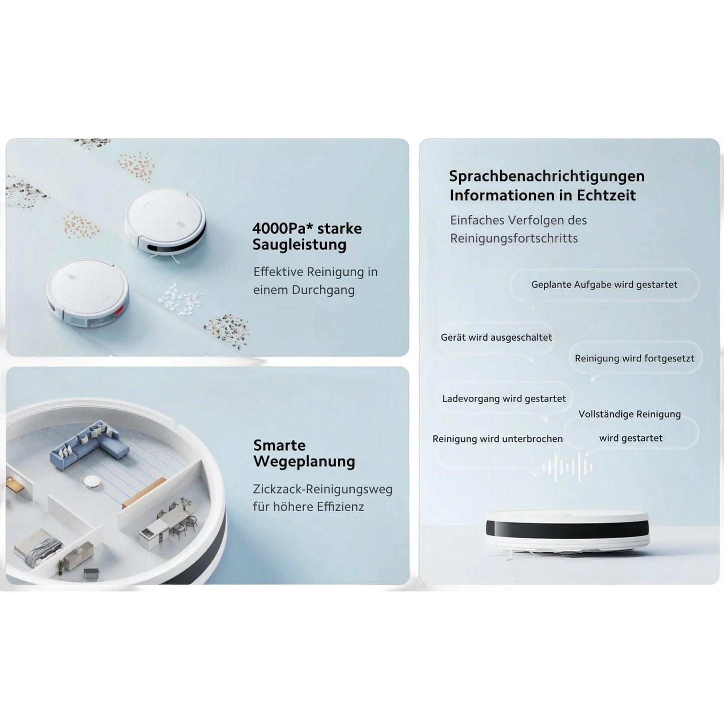 Mi E12 Robot Vacuum Cleaner Combo, White, Li-Ion Battery 2600mAh, Wi-Fi, Wet Mopping