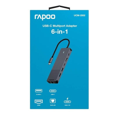 Rapoo UCM-2002 USB-C Multiport Adapter, 6-in-1, grau