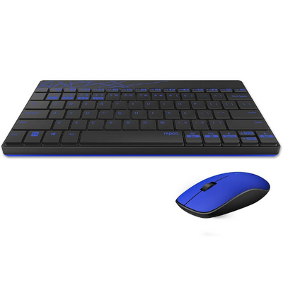 Rapoo 8000M kabelloses Multi-Mode Deskset Tastatur & Maus blau QWERTZ (DE)