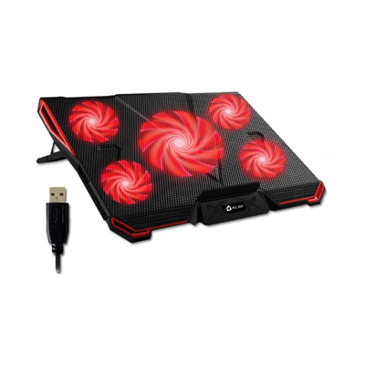 Klim Cyclone 5 Fan Laptop Cooler Red LED Light USB - Schwarz/Rot