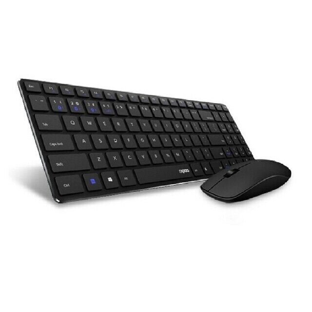 RAPOO 9300M Tastatur und Maus Kombi, kabelloses ultraflaches Multi-Mode-Deskset - Schwarz